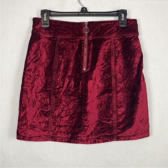 Free People Retro Wine Red Crushed Velvet Mini Skirt. Size 28. - Picture 7 of 12